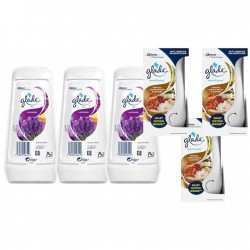 Pachet Promo: 3x Gel Odorizant Glade Lavanda 150 G + 3x Set Odorizant Electric Sense&spray Plus Rezerva Glade Sandalwood Si Jasmine 18 Ml