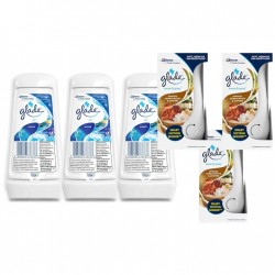 Pachet Promo: 3x Gel Odorizant Glade Marin 150 G + 3x Set Odorizant Electric Sense&spray Plus Rezerva Glade Sandalwood Si Jasmine 18 Ml