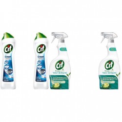 Pachet Promo: 2x Solutie Cif Cream Original 500 Ml + 2x Cif Spray Vetri Briliant Bergamota 650 Ml