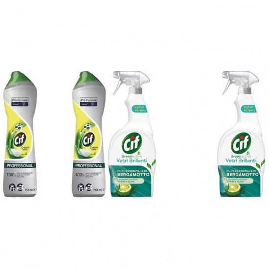 Pachet Promo: 2x Cif Professional Lemon 750 Ml + 2x Cif Vetri Briliant Bergamota 650 Ml