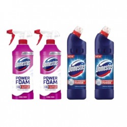 Pachet Promo: 2x Domestos Spray Spuma Baie Floral 435 Ml + 2x Domestos Original 750 Ml