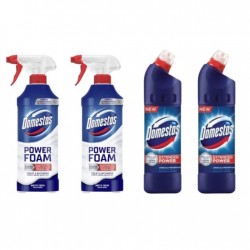 Pachet Promo: 2x Domestos Spray Spuma Baie Briza Marii 435 Ml + 2x Domestos Original Blue 750 Ml