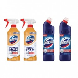 Pachet Promo: 2x Domestos Spray Spuma Baie Lamaie 435 Ml + 2x Domestos Original 750 Ml