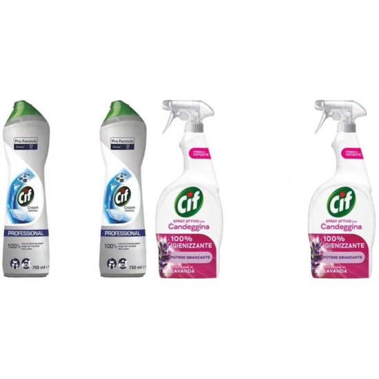 Pachet Promo: 2x Cif Professional Original 750 Ml + 2x Cif Spray Candeggina Lavanda 650 Ml