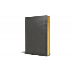 Agenda Datata Ro A5, 352 Pagini, Coperta Din Piele Sintetica, Premium Deluxe Narni, Culoare Gri, Margini Folio Auriu, 2025