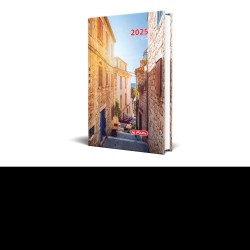 Agenda Datata A5, Motive, 352 Pagini, Coperta Buretata, Motiv Mediterean Village 2025