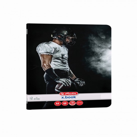 Caiet A4 60 File, Hartie 70g/mp Fsc Mix, Dictando, Colturi Rotunjite, Motiv Sports