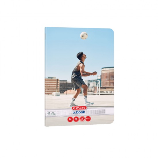 Caiet A4 60 File, Hartie 70g/mp Fsc Mix, Patratele, Colturi Rotunjite, Motiv Sports