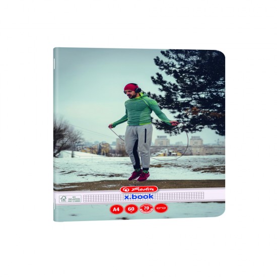Caiet A4 60 File, Hartie 70g/mp Fsc Mix, Patratele, Colturi Rotunjite, Motiv Sports