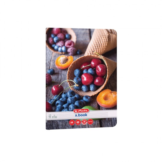 Caiet A4 60 File, Hartie 70g/mp Fsc Mix, Dictando, Colturi Rotunjite, Motiv Healthy Snack