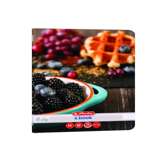 Caiet A4 60 File, Hartie 70g/mp Fsc Mix, Patratele, Colturi Rotunjite, Motiv Healthy Snack