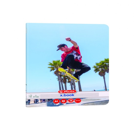 Caiet A4 80 File, Hartie 70g/mp Fsc Mix, Patratele, Colturi Rotunjite, Motiv Extreme