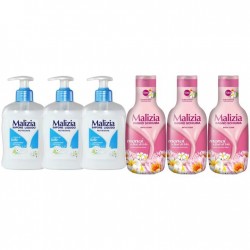 Pachet Promo: 3x Sapun Lichid Malizia Crema De Lapte 300 Ml + 3x Spumant De Baie Malizia Cu Fiori Di Lotto 1l