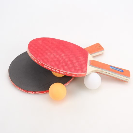 Set Tenis De Masa 2 Palete Si 3 Mingi De Ping Pong, Culoare Palete Rosu & Negru