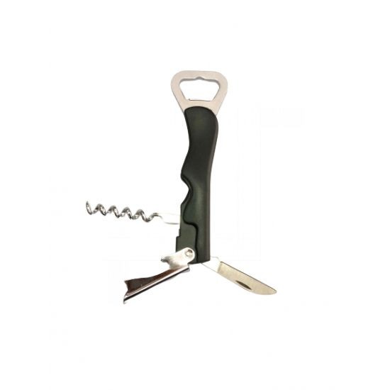 Tirbuson Cu 4 Functii Din Inox, Culoare Argintiu Cu Maner Din Plastic Culoare Multicolora