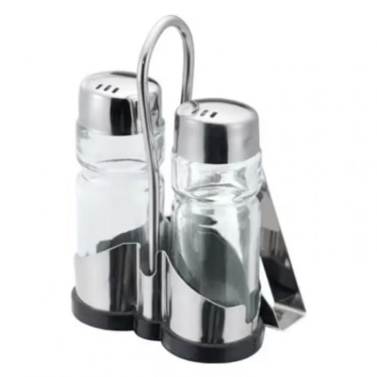Suport 2 Recipiente Pentru Sare, Piper Si Servetel, Dimensiune 9x3 Cm