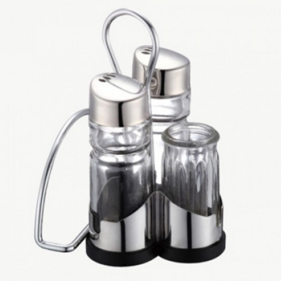 Suport 2 Recipiente Pentru Sare, Piper Si Servetel, Dimensiune 9x3 Cm