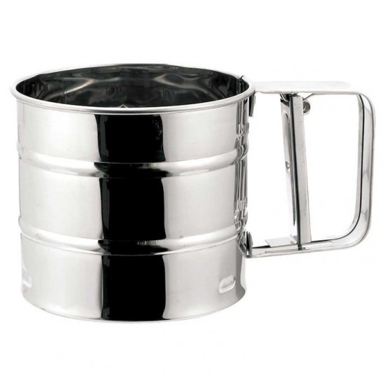 Cana Cu Sita Din Otel Inoxidabil Pentru Faina, Diametru 11 Cm