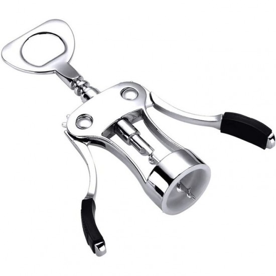 Tirbuson De Vin Multifunctional Din Inox, Culoare Argintiu, Manere Din Cauciuc