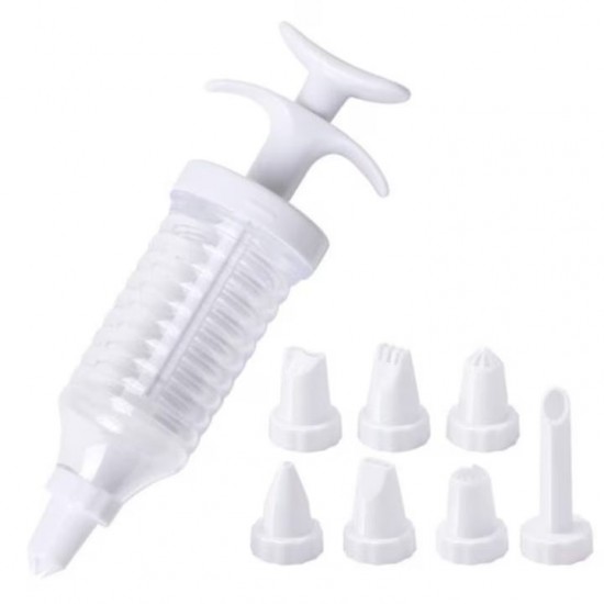 Siringa Pentru Ornat Cu 8 Capete, Recipient Transparent, Dimensiune 17x4.5 Cm, Culoare Multicolora