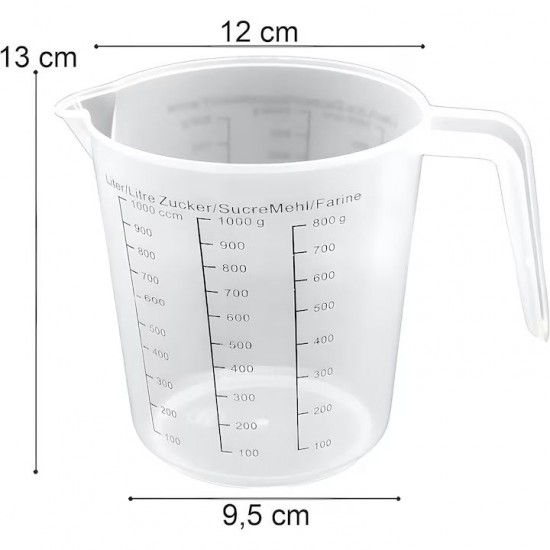 Cana Gradata Pentru Masurare Din Plastic, 1000 Ml, Culoare Transparent