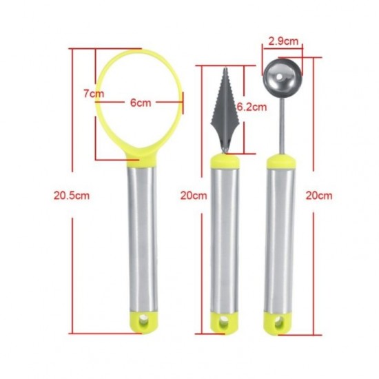 Set 3 Ustensile Pentru Modelat Fructe, Material Inox Si Plastic, Culoare Multicolor