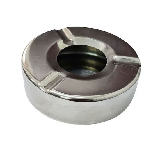 Scrumiera Din Inox Rotunda Antivant, Dimensiune 9x3 Cm