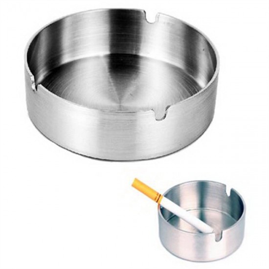 Scrumiera Din Inox Rotunda, Dimensiune 10x3 Cm, Culoare Argintie