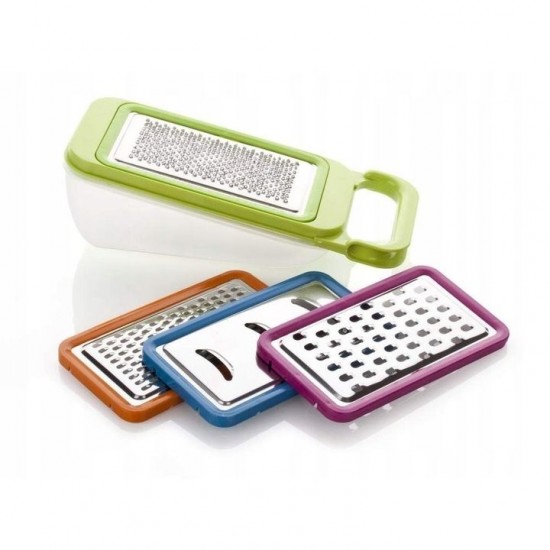 Set 4 Razatori Cu Recipient, Dimensiune 25x10x8 Cm, Multicolor, Material Plastic Si Inox