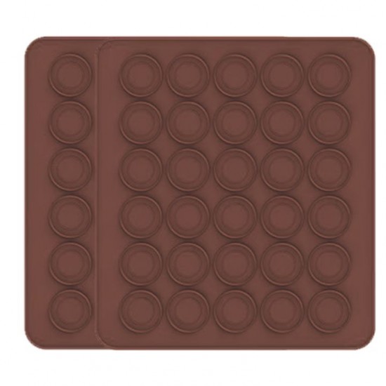 Tava De Copt Pentru Macarons Din Silicon, 30 Gauri, Dimensiune 29x26cm, Culoare Maro