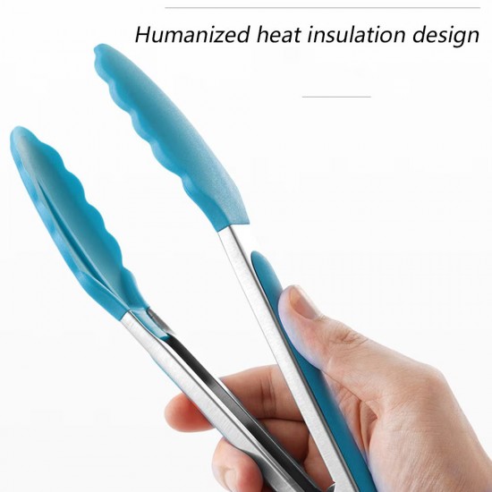 Cleste Servire Din Inox Si Silicon Cu Inel De Blocare Si Agatare, Dimensiune 30 Cm, Culoare Multicolora