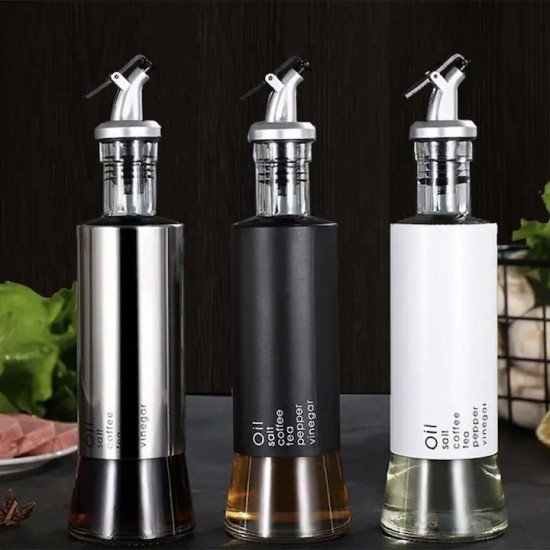 Oliviera Din Sticla Pentru Ulei Si Otet, Capacitate 300 Ml, Dimensiune 25,5x6,5 Cm, Culoare Alba