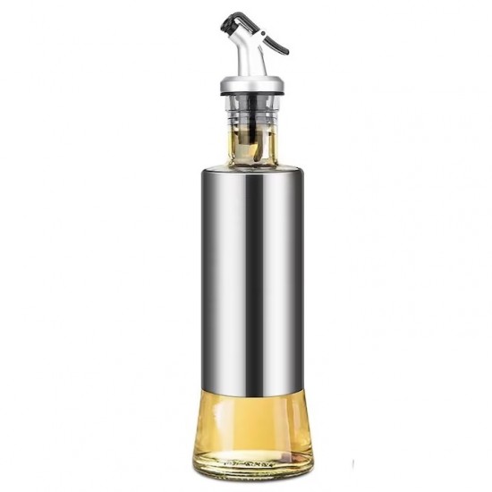 Oliviera Din Sticla Pentru Ulei Si Otet, Capacitate 300 Ml, Dimensiune 25,5x6,5 Cm, Culoare Argintie
