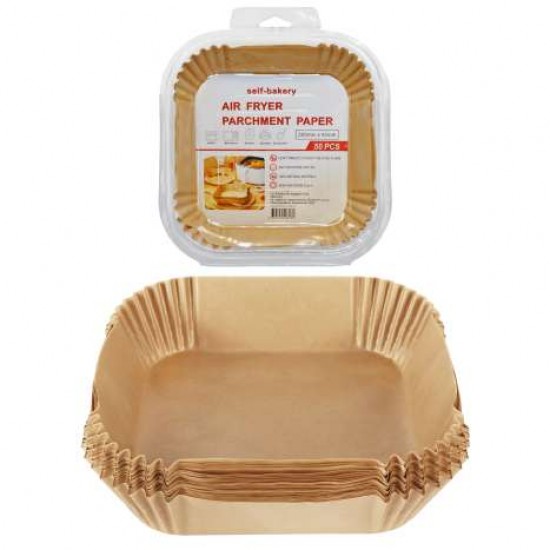 Set 50 Hartii De Copt Pentru Friteuza, Forma Patrata, Dimensiune 16x16x4.5 Cm
