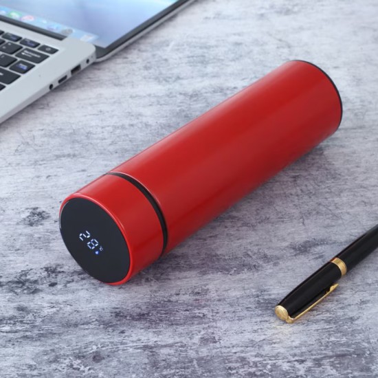 Termos Smart Cu Display Led Din Inox, 500 Ml, Dimensiune 6.5×6.5×23 Cm, Culoare Rosu