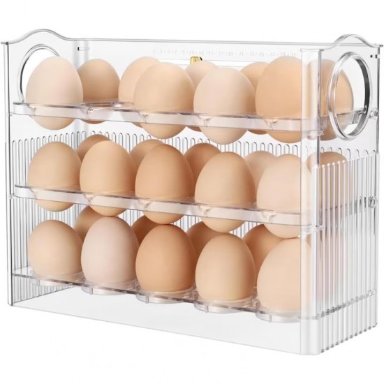 Suport Organizator Oua Cu 3 Nivele, Capacitate 30 Oua, Dimensiune 26 X 10 X 20 Cm, Culoare Multicolora