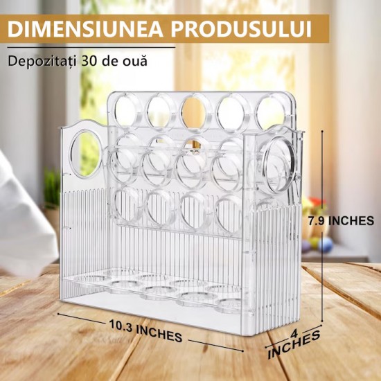 Suport Organizator Oua Cu 3 Nivele, Capacitate 30 Oua, Dimensiune 26 X 10 X 20 Cm, Culoare Multicolora