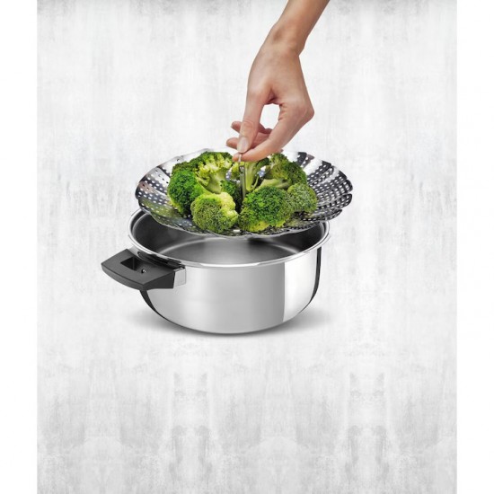 Sita Pentru Gatit La Aburi Din Otel Inoxidabil, Dimenisune 25x25x6,5 Cm