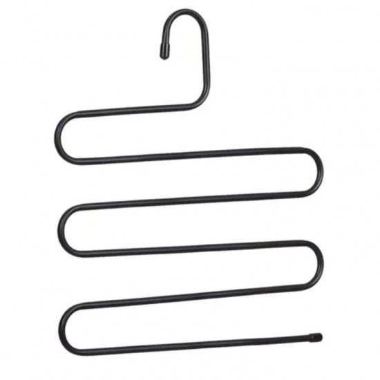 Umeras Metalic Pentru Pantaloni Cu 5 Pozitii, Culoare Negru, Dimensiune 34.5x23.5 Cm