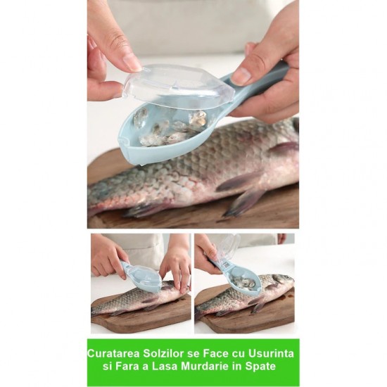 Curatator Din Plastic Solzi De Peste, Recipient In Forma De Peste Cu Capac Pentru Solzi, 16x6 Cm, Culoare Multicolora