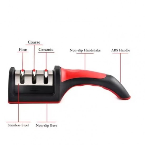 Dispozitiv Pentru Ascutit Cutite Cu Maner Antialunecare, 3 Nivele Ascutire