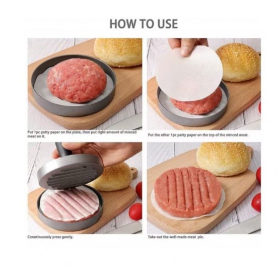 Presa Pentru Burger Din Aluminiu Cu Invelis Antiaderent, Maner Din Lemn, Diametru 12 Cm