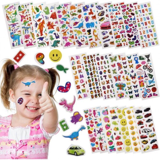 Abtibilduri DACO Lipeste si Zambeste, Model Jungla, Multicolor, 30 Buc/Set, Autocolante Copii, Stickere Decorative, Stickere pentru Copii, Abtibilduri Copii, Abtibilduri pentru Mobila, Autocolante Decorative