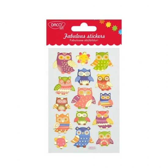Abtibilduri DACO Fabuloase, Model Buvnite, Autocolante cu Bufnite, Stickere Decorative, Stickere pentru Copii, Abtibilduri Copii, Abtibilduri pentru Mobila, Autocolante Decorative