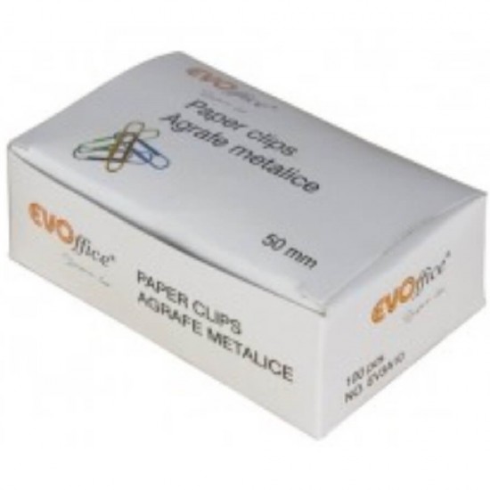 Agrafe Metalice Colorate EVOffice 50 mm, 100 Buc/Bax - Clipsuri Metalice