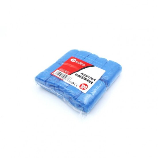 Set 100 Acoperitori Pantofi Din Plastic Plus Medica, Culoare Albastra