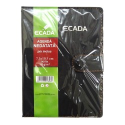 Agenda cu Pix ECADA, 96 File, 7.5x10.5 cm, Capsa Inchidere, 70 g/mÂ², Neagra, Agenda Nedatata cu Capsa de Inchidere, Agende cu 96 de Foi, Agenda cu Capsa si  96 File, Agenda de Birou cu Pix, Agende de Birou cu 96 File, Agenda de Birou cu Pix