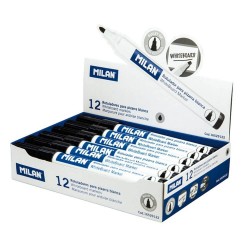 Set 12 Markere MILAN Negre Pentru Tabla Magnetica, Marker, Marker Negru, Markere Negre, Marker cu Cerneala Neagra, Marker Nepermanent Tabla, Markere Nepermanente Tabla, Marker Negru Tabla Magnetica, Marker Whiteboard