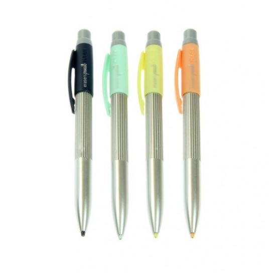 Creion Mecanic Milan Silver, Mina 0.5 Mm, Radiera Inclusa, Corp Multicolor Din Metal Si Plastic