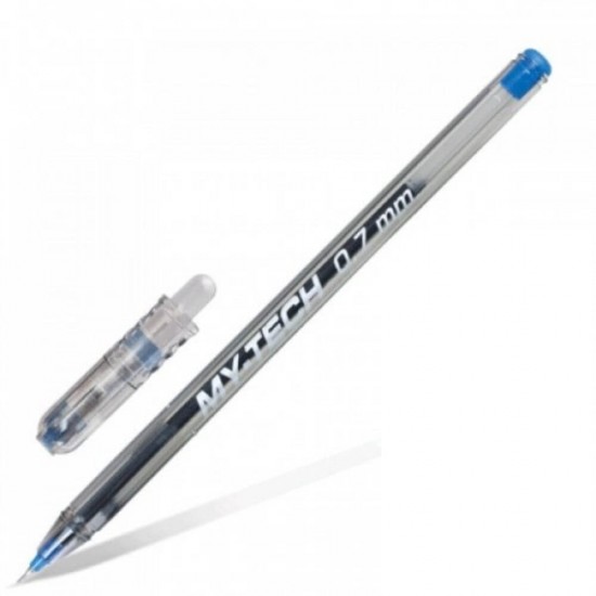 Set 25 de Pixuri PENSAN My Tech, Mina Albastra, Varf de 0.7 mm, Corp din Plastic Transparent cu Capac, Pixuri Colorate, Pixuri Albastre, Pix cu Pasta Albastra, Pixuri cu Pasta Albastra, Pix Pensan, Pix Scolar, Pix pentru Scolari, Rechizite Scolare